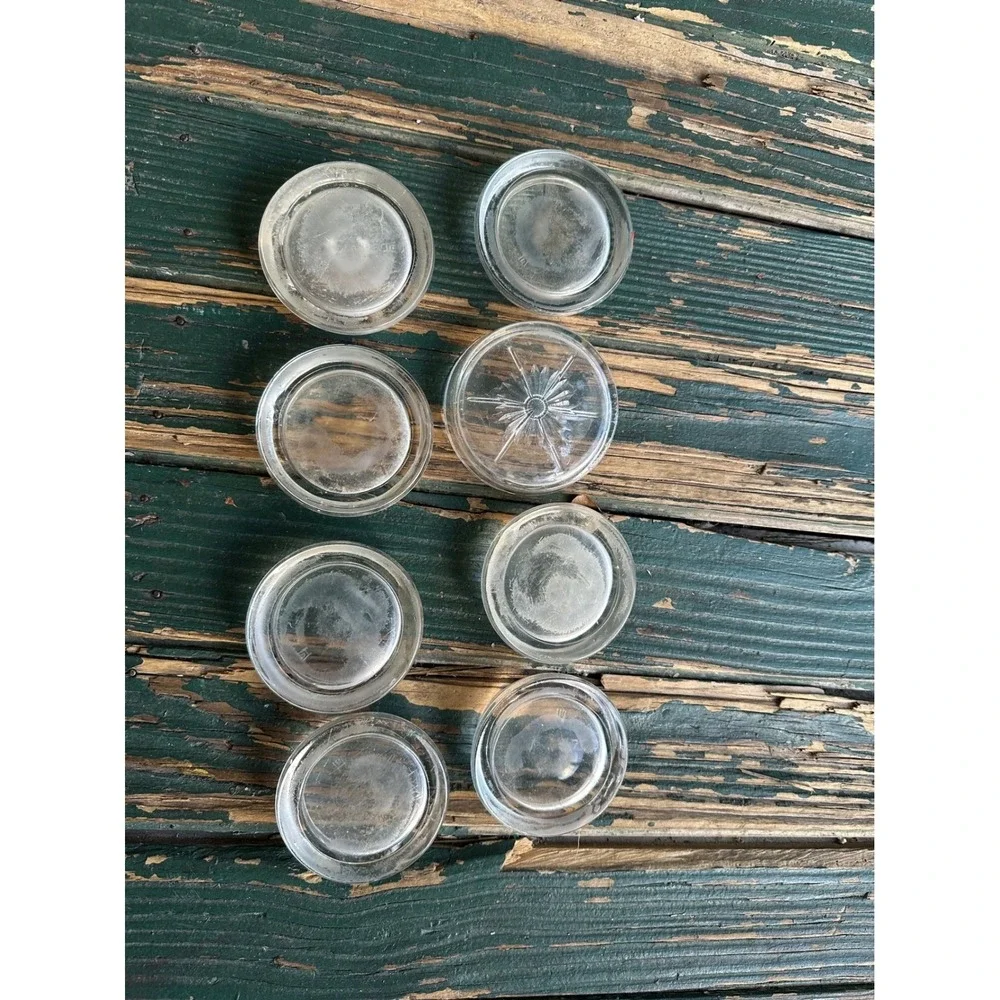 Vintage Hazel Atlas Glass Furniture Coasters Set‎ of 8 Starburst Clear Glass